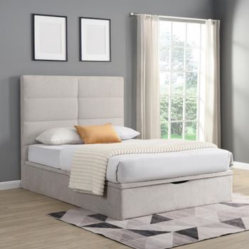 Jessica Beige Fabric Ottoman Storage Bed - Sizes Available