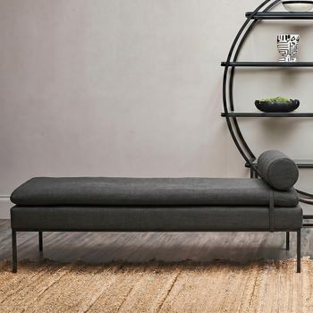 Harley Day Dark Grey Linen Fabric Bed