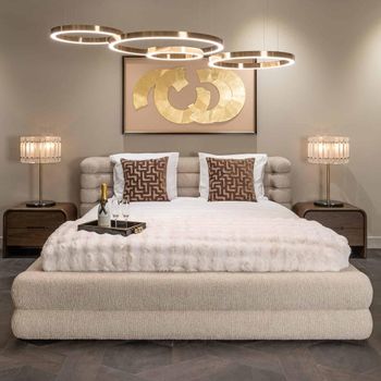 Obidis Natural Fabric 6ft Queen Size Ottoman Storage Bed