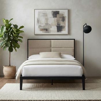 Orchid Wenge Black and Beige Fabric and Wood 4ft 6in Double Bed