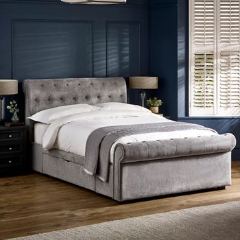 Ravello Grey Fabric 2 Drawer Storage Bed - Sizes Available