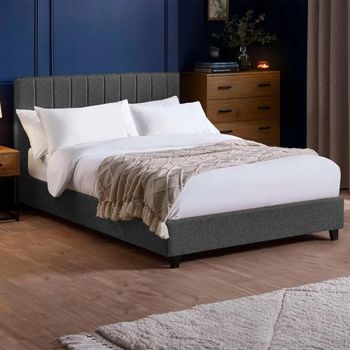 Aylen Grey Linen Fabric Bed - Sizes Available