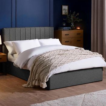 Aylen Grey Linen Fabric Ottoman Storage Bed - Sizes Available