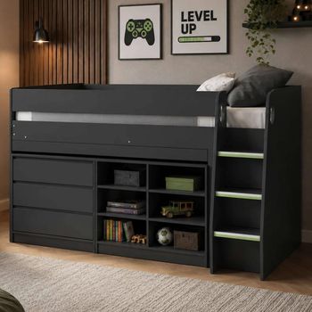 Vespa Midsleeper Anthracite Wood Storage Bed