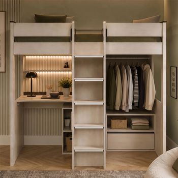 Celeste Nordic White Wood Highsleeper Storage Bed
