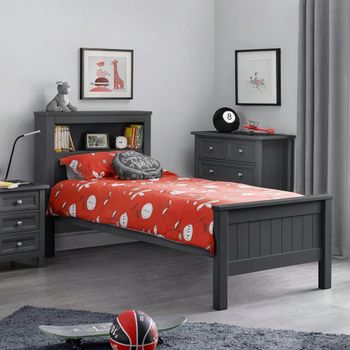 Maine Anthracite Lacquered Wood 3ft Single Bed Bookcase