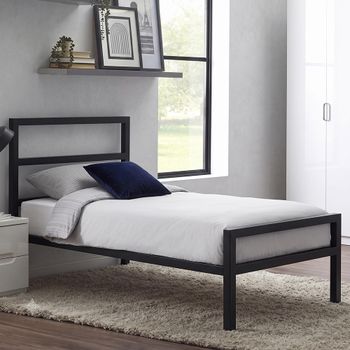 Soto Black Satin Metal Bed - Sizes Available