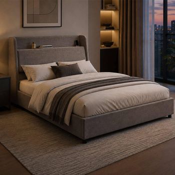 Blake Grey Fabric Ottoman Storage Bed- with USB Charging - Sizes Available