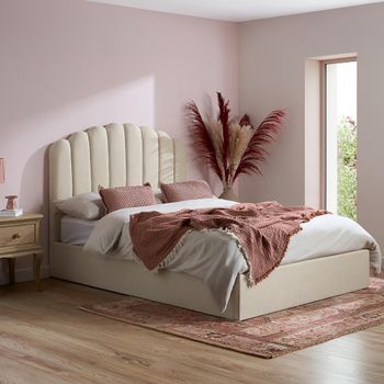 Monaco Beige Fabric Ottoman Storage Bed - Sizes Available