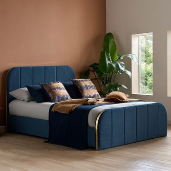 Rowan Blue Fabric Bed - Sizes Available
