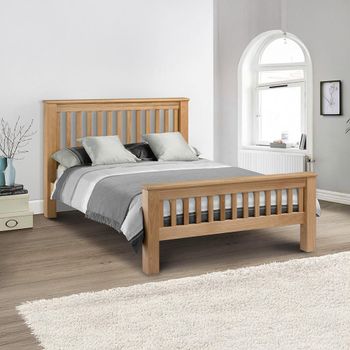 Amsterdam Oak High Footend Bed - Sizes Available