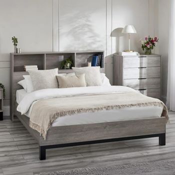 Bali Grey Oak Bed Bookcase - Sizes Available