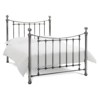 Isabelle Antique Nickel Metal 4ft 6in Double Bedstead