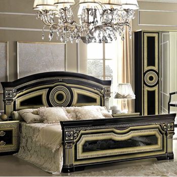 Aida Italian Black and Gold Bed - Sizes Available
