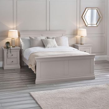 Clermont Soft Grey Panel Bed - Sizes Available
