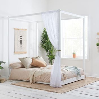 Darwin White Wood Four Poster Bed - Sizes Available