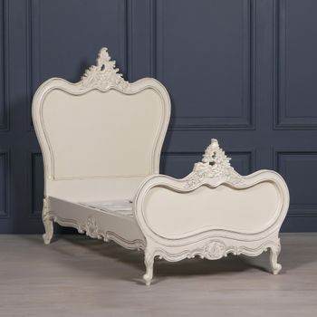 French Style Lomira Cream Mahogany Carved Bed - Sizes Available