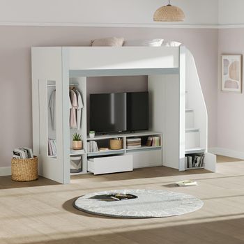 Gaia White Highsleeper TV Bunk Bed