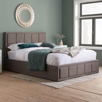 Hannover Grey Fabric Ottoman Storage Bed - Sizes Available