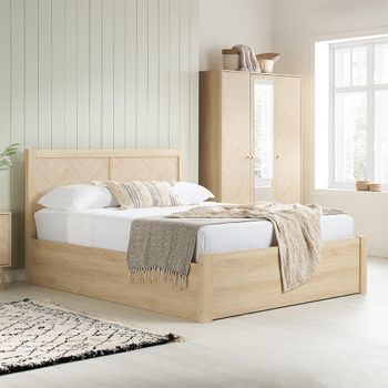 Herringford Oak Ottoman Storage Bed - Sizes Available