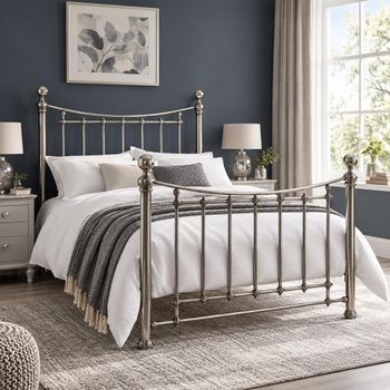 Isabelle Antique Nickel Metal 4ft 6in Double Bedstead