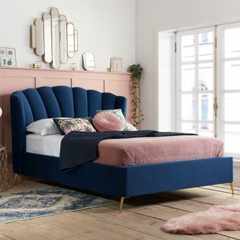 Lottie Blue Fabric Ottoman Storage Bed - Sizes Available