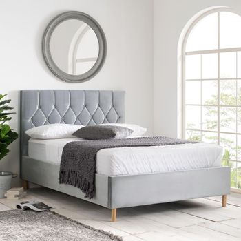 Loxley Dark Grey Fabric Bed - Sizes Available