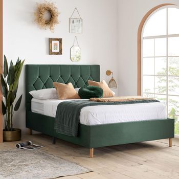 Loxley Green Fabric Bed - Sizes Available