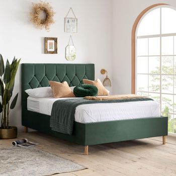 Loxley Green Fabric Ottoman Storage Bed - Sizes Available