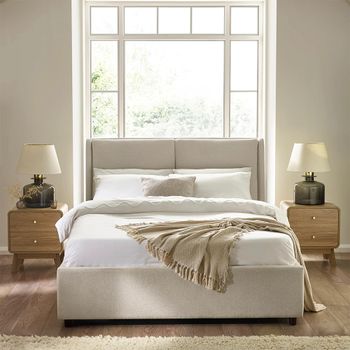 Maddock Beige Fabric Ottoman Storage Bed - Sizes Available