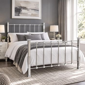 Madison Shiny Nickel Metal 4ft 6in Double Bedstead