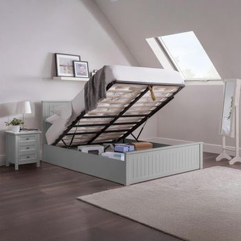Maine Grey Ottoman Storage Bed - Sizes Available