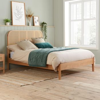 Margot Oak and Rattan Bed - Sizes Available
