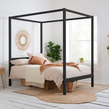 Mercia Black Wood Four Poster Bed - Sizes Available