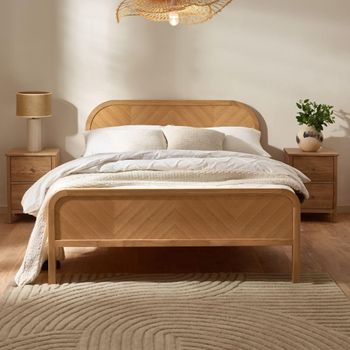 Milo Chevron Oak Bed - Sizes Available
