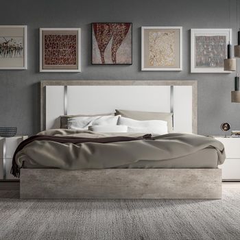 Modern Treviso Grey Bed - Sizes Available