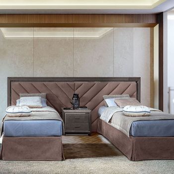 Elite Italian Silver Birch Upholstered Headboard with Sommier Base - Sizes Available