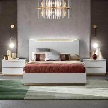 Kharma Italian White Bed - Sizes Available