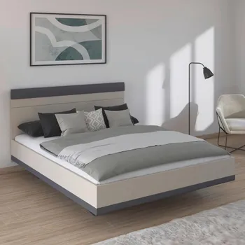 Sajo Champagne and Metallic Dark Grey 5ft King Size Bed