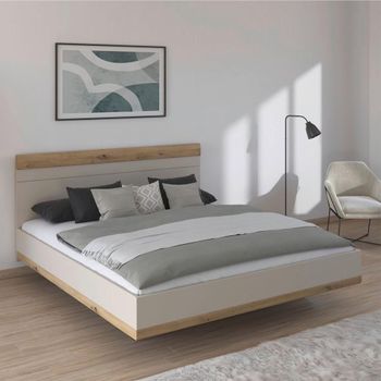 Sajo Champagne and Artisan Oak 6ft Queen Size Bed