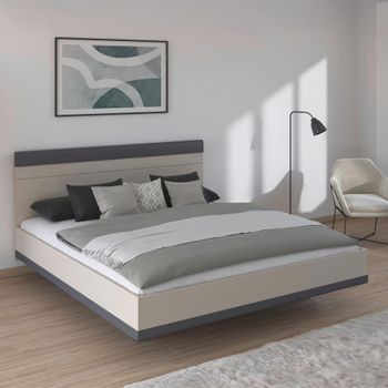 Sajo Champagne and Metallic Dark Grey 6ft Queen Size Bed