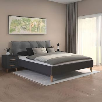 Skandi Metallic Dark Grey 5ft King Size Bed