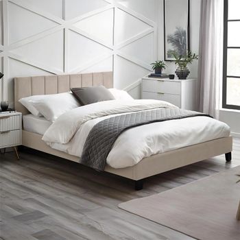 Rosa Cream Velvet Fabric Bed - Sizes Available