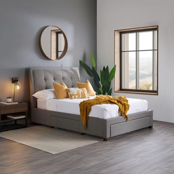 Shelby Grey Fabric Bed - Sizes Available