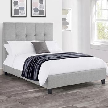 Sorrento Light Grey Linen Fabric 6ft Queen Size Bed