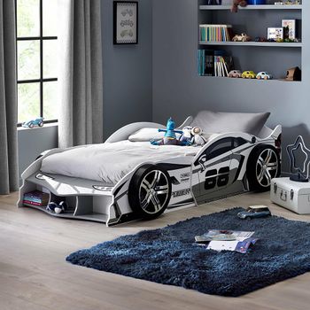 Storm Race Car Grey High Gloss Bed