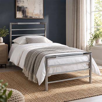 Urban Shiny Nickel and Black Nickel Metal 3ft Single Bedstead