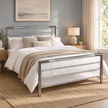 Urban Shiny Nickel and Black Nickel Metal 5ft King Size Bedstead