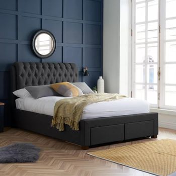 Valentino Charcoal Fabric 4ft 6in Double Bed