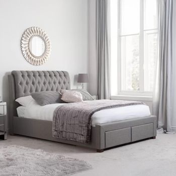 Valentino Grey Fabric Bed - Sizes Available